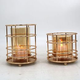 Candle Holders Gold Metal Hollow Out Iron Holder Cage Articles Candlestick Wire Decor Gifts