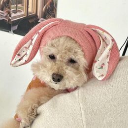 Dog Apparel INS Ear Pet Knitted Hat Winter Warmth Cover Cat Cute Decoration Cap Pomerian Accessories