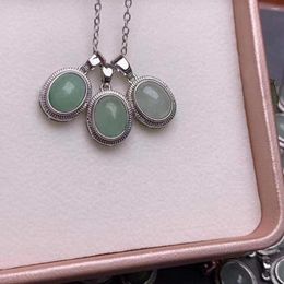 Pendant Necklaces 10PCS Natural Stone Oval Necklace Pendants Jadeite Jade For Jewellery Making Women Gifts