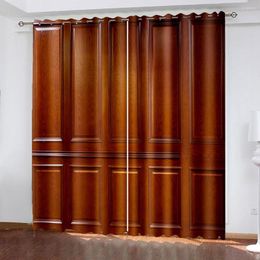 Curtain 3D Printing Blockout Polyester Brown Woods Door Curtains For Living Room Bed Office El Home