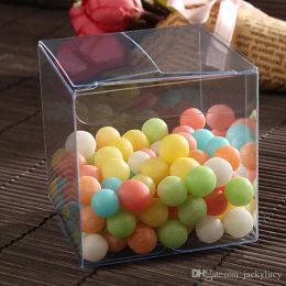 Fashion 50Pcs Clear Gift Wrap Casket PVC Storage Boxes Birthday Baby Shower Wedding Party Favour Holder 8CM Candy Cake Case