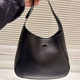 Pure Leather Shopping Bag Hobo Handbag Hardware Triangle Adjusting Strap Black Underarm Bags Large Capacity Purse Sweet Melon Bun 5A high-quality