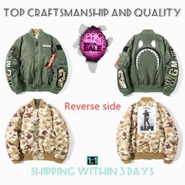 Top Craftsmanship Mens jackets Shark mens Star Spots designers coat Varsity co-branding Stylist Cotton clothes Military style Camo337w
