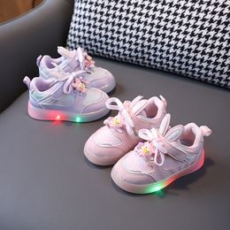 Sneakers Children Led Shoes Glowing for Baby Girls Toddler with Light Up Sole Luminous 230906