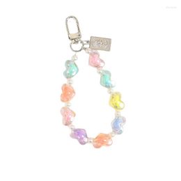 Keychains Creative Love Colour Beads Keychain Pendant Peach Heart Bracelet Accessories Couple Bag Decoration