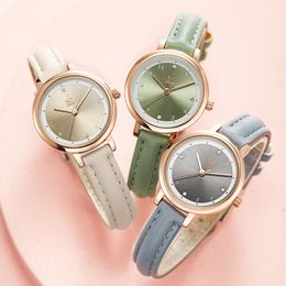 Womens watch watches high quality luxury Fresh small green watch fashion simple sun dial waterproof watch