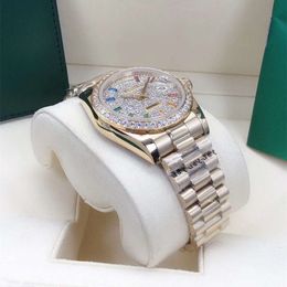 RE7K Luxury designer Classic Fashion Automatic Watch inlaid with Coloured diamond size 36mm sapphire gl