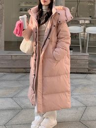 Women's Trench Coats Autumn Winter Casual Women Hooded Thick Warm Long Coat Female Loose Cotton Parka Outwear Windproof Snow Jacket