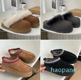 fluffy designer women slippers platform wool sandals famous shoes australia sheepskin fur real leather classic brand casual outside