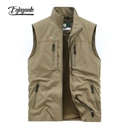 Men's Vests FOJAGANTO Leisure Vest Solid Colour Tooling Style Waistcoat Thin Fishing Hiking MultiPocket Casual Loose for Men 230905