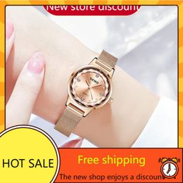 Wristwatches Fashionable And Elegant Diamond-encrusted Mesh With Waterproof Quartz Women's Watch