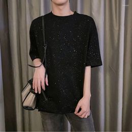 Men's T Shirts Fashion Starry Sequins Short-sleeved T-shirt Male Personality Causal High Street Loose Half-sleeved Top Clothes