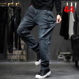 Men's Jeans Baggy Men Plus Size 40 44 Denim Pants Fashion Pockets Cargo Streetwear Loose Trousers Male Big Bottoms