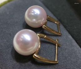Dangle Earrings Fashion 9-10mm Real Natural White Round Pearl Earring