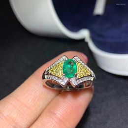 Cluster Rings 5 7mm Gem Charming Green Emerald Gemstone Ring Women Silver Fine Jewellery Natural Real 925 Sterling Gift