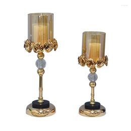 Candle Holders European Light Luxury Glass Nordic Romantic Dining Table Dinner Metal Vintage Golden Ornaments Velas Y Soportes Home Decor