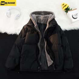 Mens Jackets AutumnWinter chaquetas hombre fashion casual fake two hooded Parkas Jacket mens plussize cashmere short thermal coat 230905