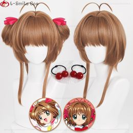 Cosplay Wigs Anime Card Captors Sakura Cosplay Costume Wigs Sakura Kinomoto Wig Heat Resistant Synthetic Hair Halloween Party Wigs Wig Cap 230906