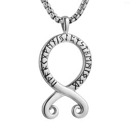 Pendant Necklaces HZMAN Silver Gold Stainless Steel Troll Cross For Men Nordic Viking Futhark Rune Necklace Folk Amulet Jewellery Gift