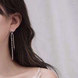 Dangle Earrings Drop Asymmetric Heart Tassel For Women Korean Fashion Vintage Design Trend Lady Party Present Jewelry BOYULIGE