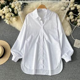 Women's Blouses Chic Shirts For Women Solid Long Sleeve Button Autumn Oversize Blouse Korean Style Turn-down Collar Camisas Almighty