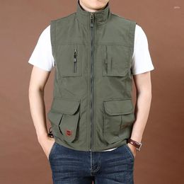 Men's Vests Summer Vest Mesh Men Sleeveless Jacket Clothing Male Jackets Camping MAN Work Clothes Motorcyclist Hunting