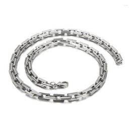 Chains Stainless Steel Double Rectangle Link Chain Necklace For Mens Women 7mm 18-26inch Silver Paper Clip Choker