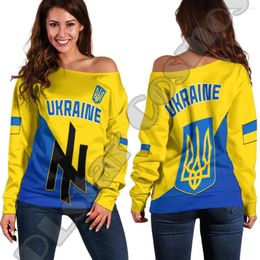 Women's Hoodies Country Flag Ukraine Custom Name Tattoo Vintage DPrint Harajuku Casual Funny Women Off Shoulder Sweatshirts Long