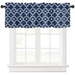 Curtain Moroccan Dark Blue Geometry Short Curtains Kitchen Cafe Wine Cabinet Door Window Small Wardrobe Drapes Home Decor