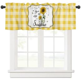 Curtain Country Style Farm Sunflower Yellow Plaid Short Curtains Kitchen Wardrobe Wine Cabinet Door Window Small Home Decor