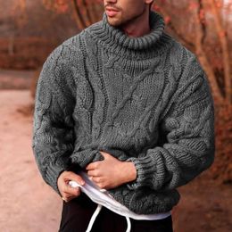 Men's Sweaters Knitted Turtleneck Sweater Men Solid High Collar Winter Long Sleeve Pullover Mens 2023 Warm Black