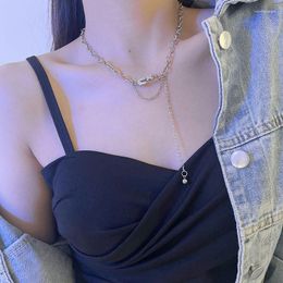 Chains Personalised Chain Tassel Pin Female Necklace Titanium Steel Design Sense Hip Hop Collar