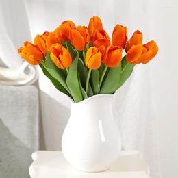 Decorative Flowers 13.7in Tulip Artificial Flower Real Touch Bouquet Fake For Wedding Ceremony Decor Home Garden