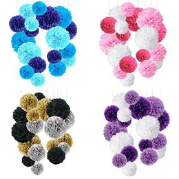 Party Masks 18PCS 8-10-12inch Tissue Paper Pom Poms for Christmas Halloween Home Decoration Wedding Birthday Party Wall Hanging Flower Balls 230905