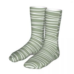 Men's Socks Abstract Stripes Green Pattern White Boho Men Women Casual Harajuku Spring Summer Autumn Winter Gifts