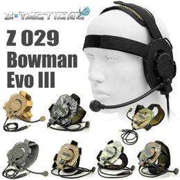 Tactical Earphone Z Tactical Bowman Evo III Headset Softair Military Headphone Earphone Ztac Airsoft Headsets Z029 230906