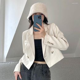 Women's Suits Black White Long Sleeve Blazer Woman 2023 Korean Style Turndown Collar Blazers Women Solid Color Office Jackets Ladies