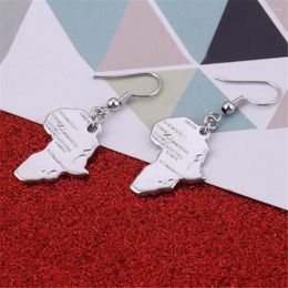 Dangle Earrings Silver Color Africa Map For Men Women African Fashion Jewelry