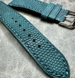 Watch Bands Rare Unique Bracelet 20mm Handmade Italy Lizard Skin Leather Watchband Men Vintage Really Wrist Band Strap High Grade Belt