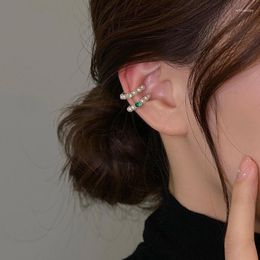 Backs Earrings 2023 Trend White Rhinestone Pearl Clip Fashion Jewellery Ear Clips Cuffs Accessories Unusual Small Cute