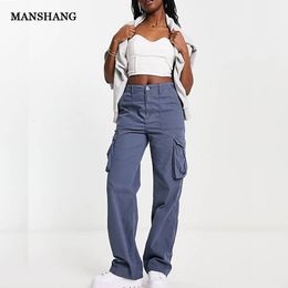 Womens Pants Capris cargo pants women casual retro military green Spice girl high waisted straight Y2k street clothing trousers 230905