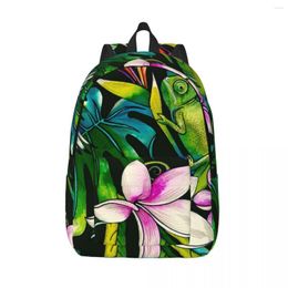 Backpack Schoolbag Student Tropical Humming Bird Lizard And Flowers Shoulder Laptop Bag School