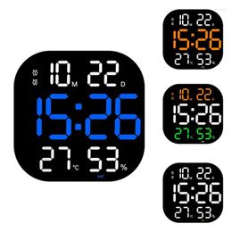 Wall Clocks 13Inch Clock Brightness Adjustable Remote Control LED Digital Electronic Dual Alarm Living Room Decor