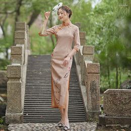 Ethnic Clothing Women Lace Spring Autunm Social Etiquette Dress Female Embroidery Qipao Chinese Traditional Classic Cheongsam