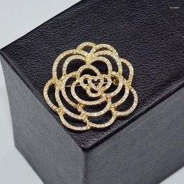 Brooches Camellia Flowers Lapel Pins Rhinestone Flower Broche Broach Jewellery For Women