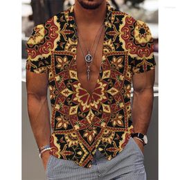 Men's Casual Shirts 2023 Hawaiian Tropical Shirt 3D Print Summer Beach Vacation Off Shoulder Collar Retro Short Sleeve Top