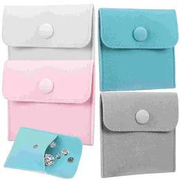 Gift Wrap 4 Pcs Small Jewellery Bag Snap Button Velvet Storage Medium Size Bags Accessories Pouch Organiser