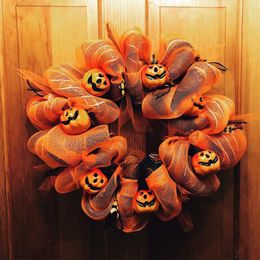 Other Event Party Supplies 35/45CM Halloween Pumpkin Garland Party Decoration Ghost Face Garland Pendant Home Door Hanger For Home Decoration 230905