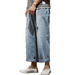 Men's Jeans Hong Kong Style Thin Men Loose Straight Nine-point Pants Korean Students Wild Casual 9-point Hip-hop Student1295d