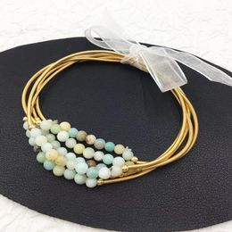 Strand Bohemian 5Pcs Beaded Spring Bracelet For Women Fashion Spiral Elastic Nature Stone Bangles Gifts